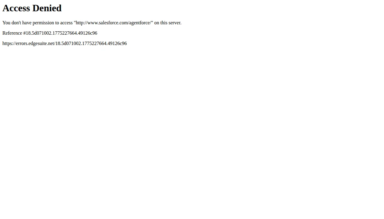 Salesforce AgentForce homepage showing Atlas Reasoning Engine, Command Center, and multi-channel autonomous agent platform